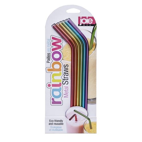 Pajitas de Acero Inox. de Colores + cepillo limpiador – Set de 7 piezas