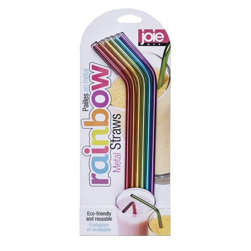 Pajitas de Acero Inox. de Colores + cepillo limpiador  Set de 7 piezas