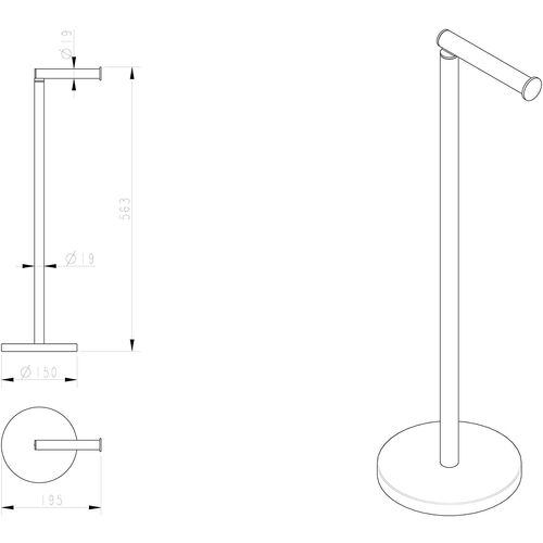 portarrollos para papel higiénico de pie - Metal Lacado Negro Mate