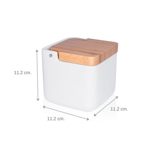 Salero de cocina  con tapa bamb SQUARE - blanco brillo