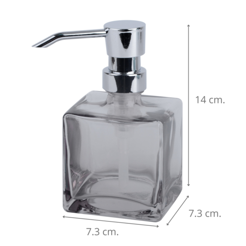 Dosificador dispensador jabón CUBE – Vidrio – Gris