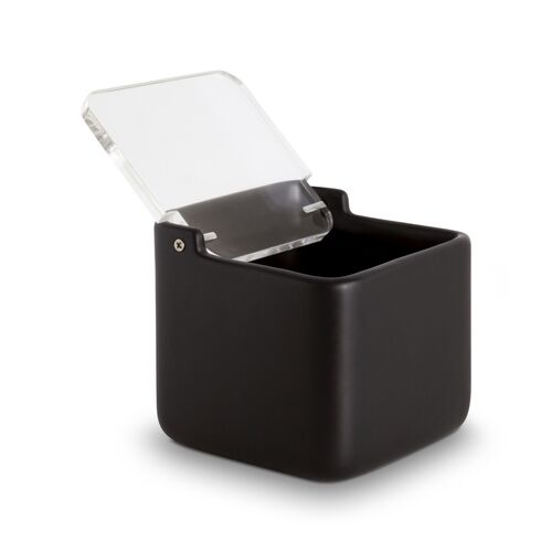 Salero de cocina con tapa acrílico SQUARE - negro