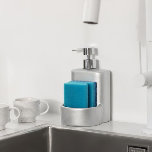 Dispensador de Jabón Líquido de Cerámica para Cocina plata