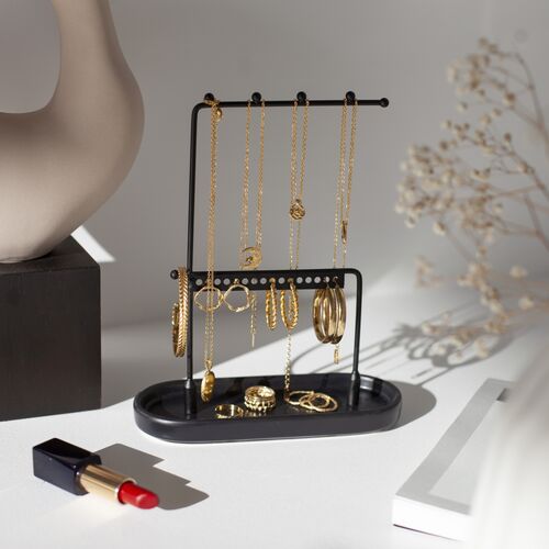 Soporte Joyas - Metal / Cermica - Negro