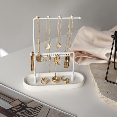 Soporte Joyas - Metal / Cermica - Blanco