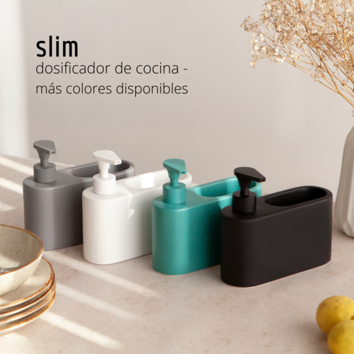 Dosificador jabón cocina ONLINE 350 ml, con porta-estropajo