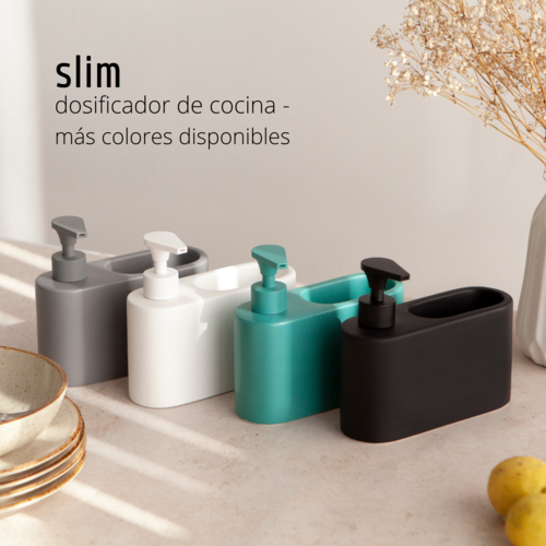 Dosificador de jabón para cocina de cerámica SLIM - teal mate