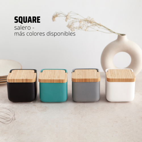 Salero de cocina  con tapa bamb SQUARE - negro mate