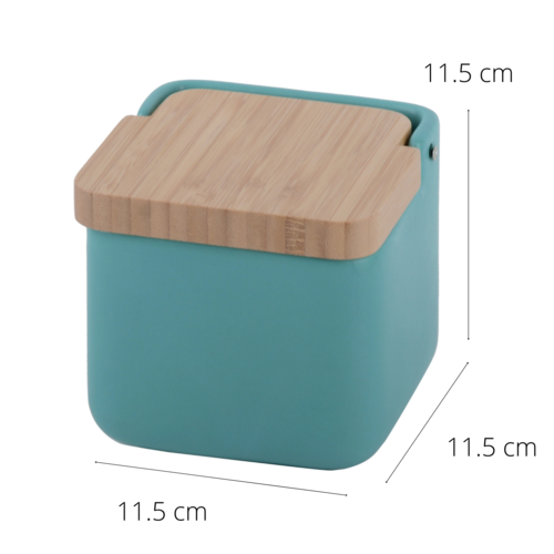 Salero de cocina  con tapa bamb SQUARE - teal mate