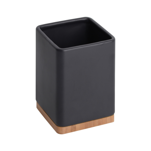 Porta utensilios de cocina con base de bamb SQUARE - negro mate