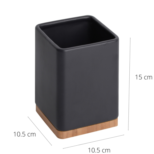 Porta utensilios de cocina con base de bamb SQUARE - negro mate