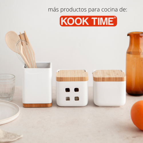 Porta utensilios de cocina con base de bamb SQUARE - blanco brillo