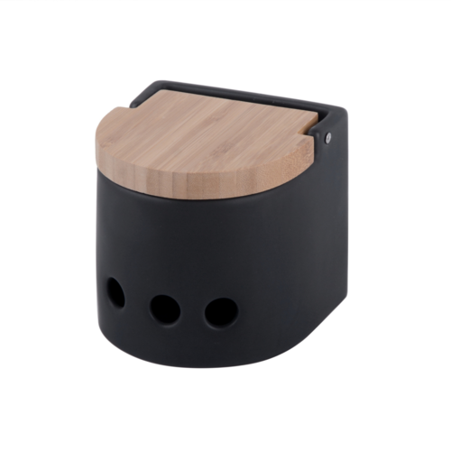Bote de ajos cocina cermica y bamb SEMI - negro mate