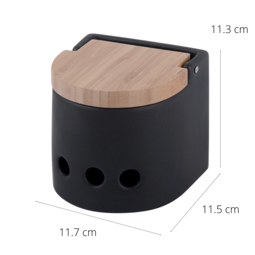 Bote de ajos cocina cermica y bamb SEMI - negro mate