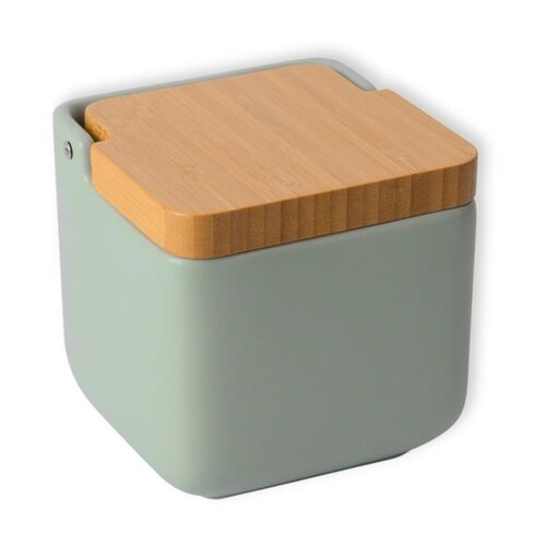 Salero de cocina con tapa bambú SQUARE - sage mate