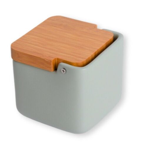 Salero de cocina con tapa bambú SQUARE - sage mate