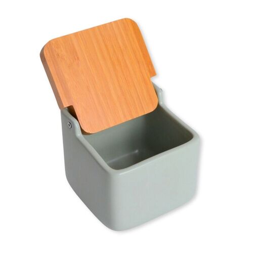 Salero de cocina con tapa bambú SQUARE - sage mate