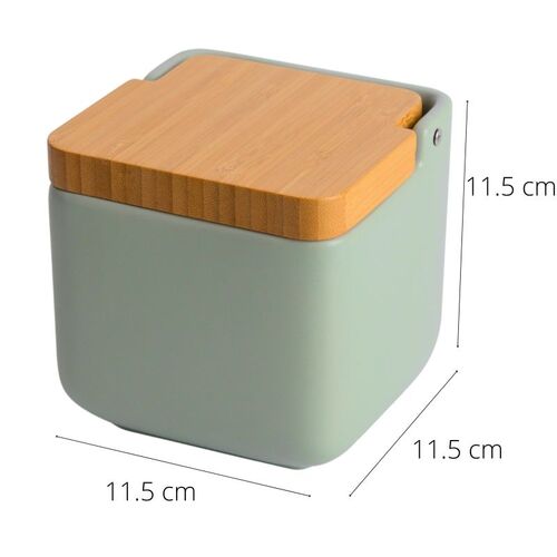 Salero de cocina con tapa bambú SQUARE - sage mate