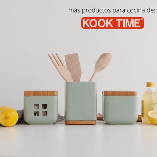 Salero de cocina con tapa bambú SQUARE - sage mate