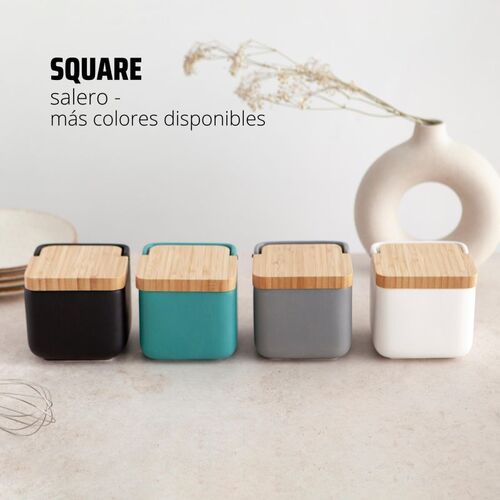 Salero de cocina con tapa bambú SQUARE - sage mate