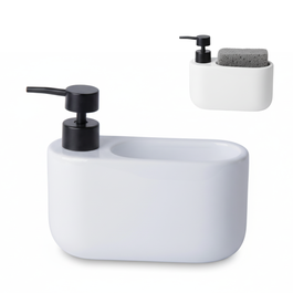 Dosificador de jabón con soporte CURVE - Blanco brillo