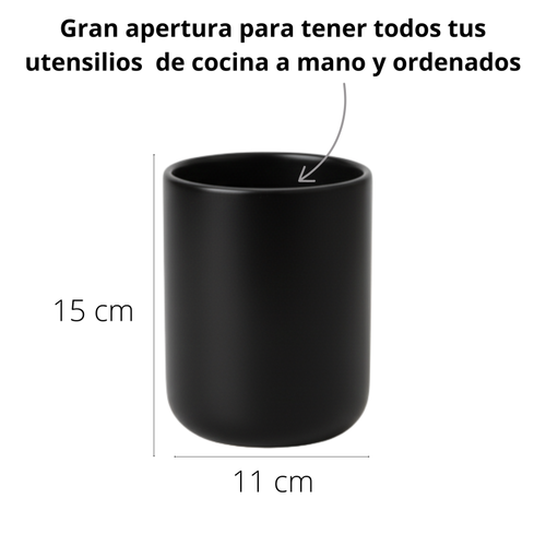 Porta utensilios de cocina CURVE - Negro mate