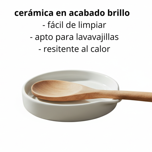 Reposa cucharas CURVE | Bandeja de cerámica multiusos - Blanco brillo